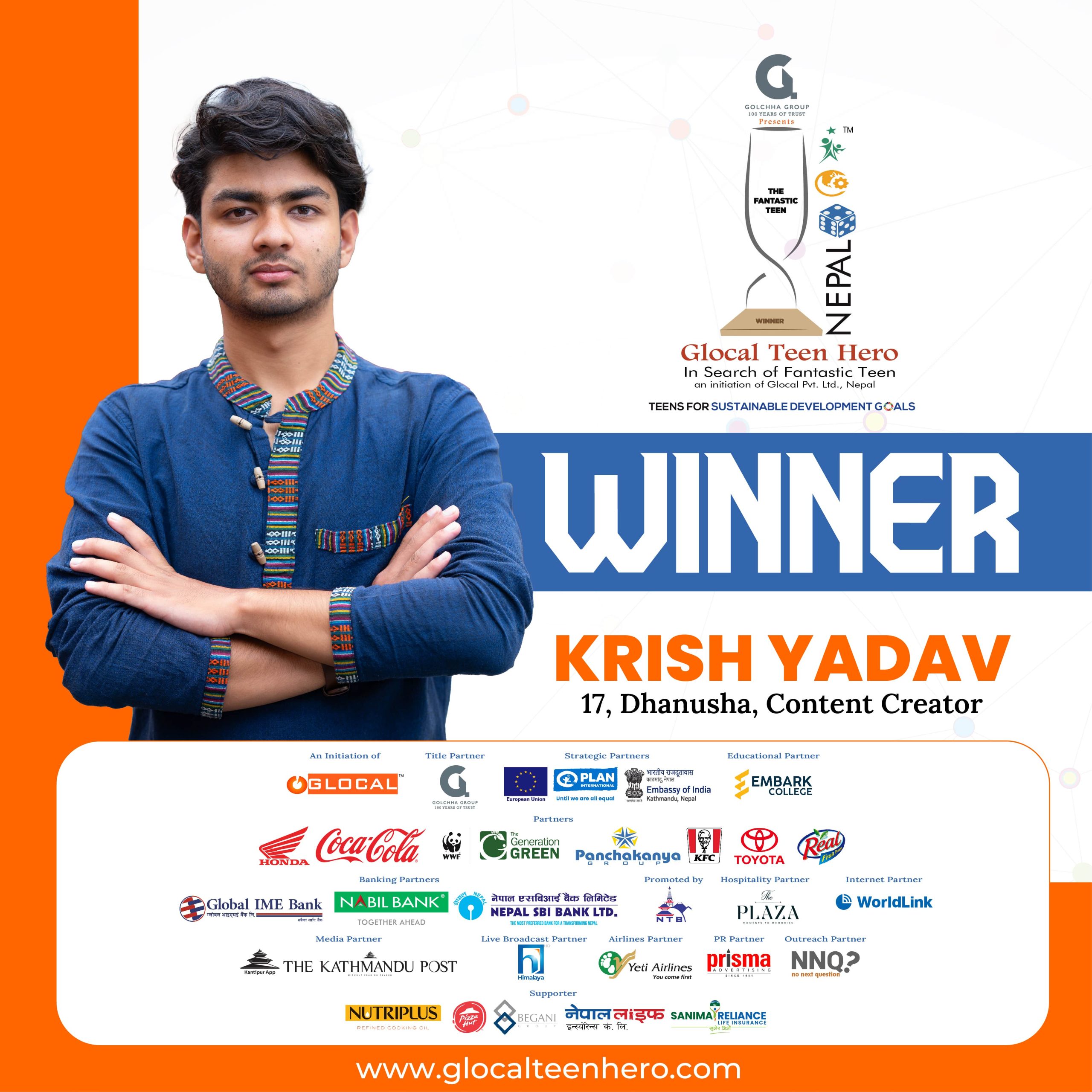 17-Year-Old Krish Yadav Wins Glocal Teen Hero Nepal 2025 Award for Content Creation Excellence